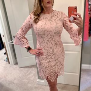 Pale pink lace overlay dress